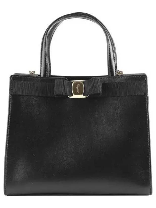 Vara Bow Top Handle Tote Bag Black - SALVATORE FERRAGAMO - BALAAN 2