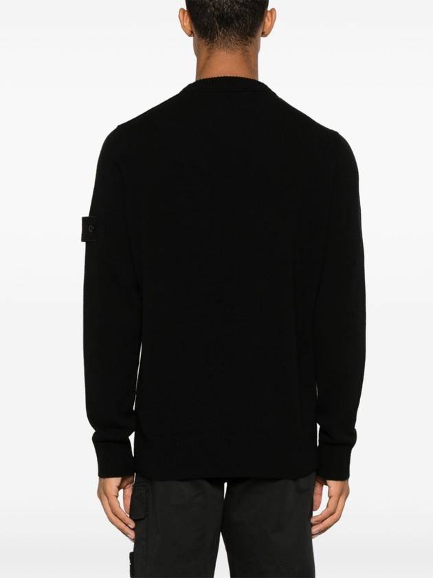 Compass Badge Wool Knit Top Black - STONE ISLAND - BALAAN 6