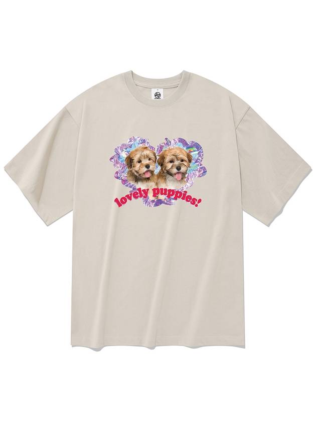 Lovely Puppy Short Sleeve T Shirt Beige - RADINEO - BALAAN 1