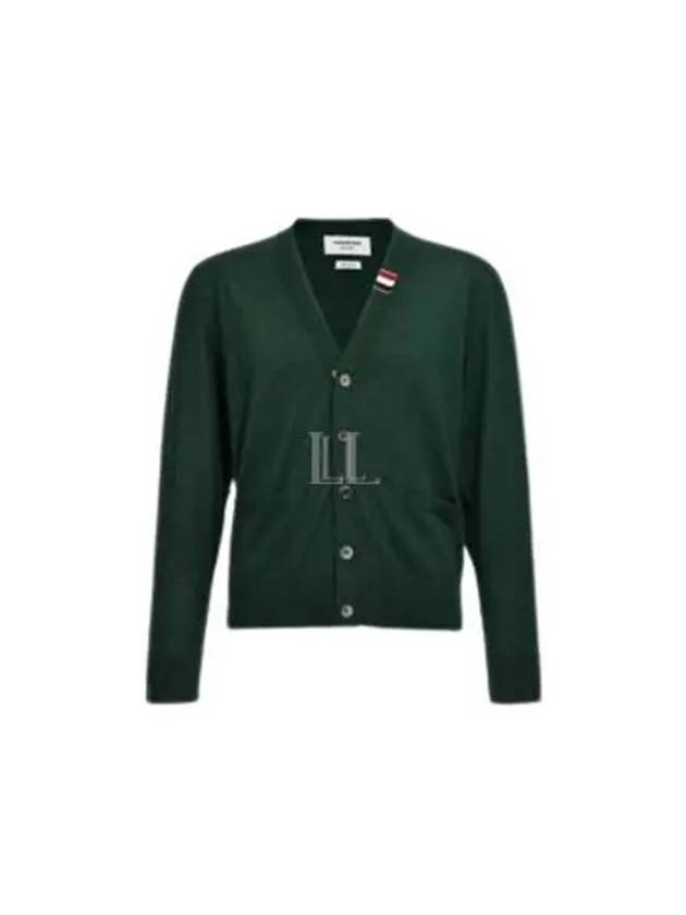 Men's Jersey Stitch V-Neck Cardigan Green - THOM BROWNE - BALAAN 2