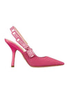 J'adior Cotton Embroidered Slingback Heels Pink - DIOR - BALAAN 1