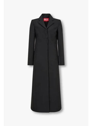 Women s Half Color Hidden Button Up Long Coat Black - DIESEL - BALAAN 1