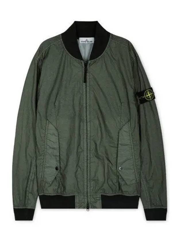 Men's Wappen Patch Zip-Up Bomber Jacket Green - STONE ISLAND - BALAAN 2