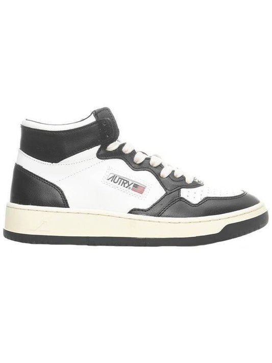 Women's Medalist Leather High Top Sneakers White Black - AUTRY - BALAAN 1
