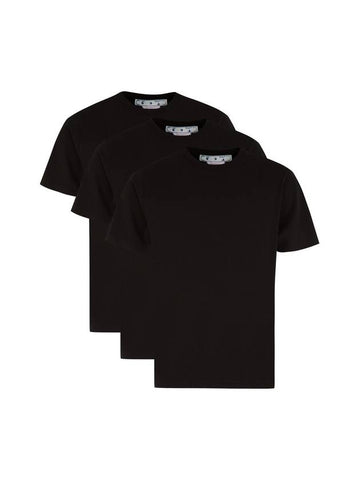 Cotton Crew Neck Short Sleeve T-Shirt 3 Pack Black - OFF WHITE - BALAAN 1