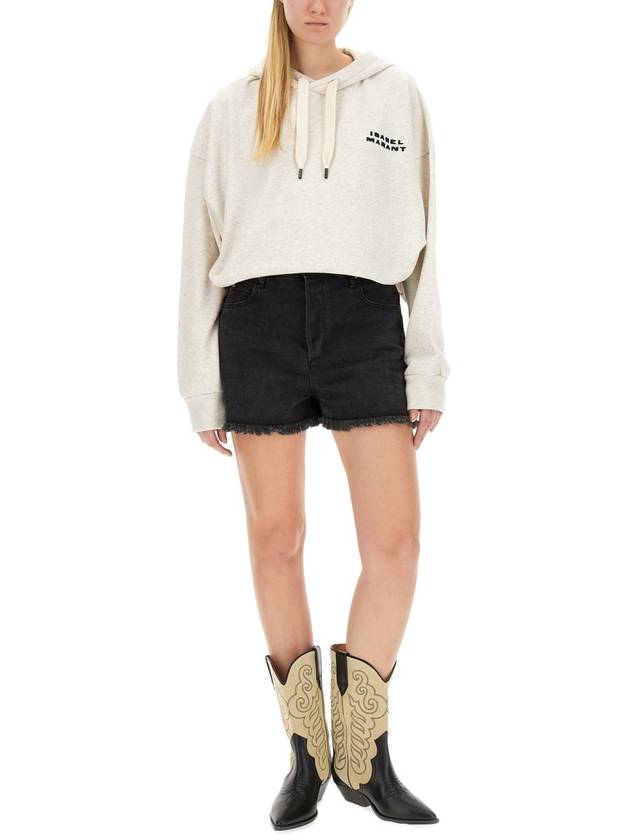 Solena Embroidered Logo Oversized Hoodie Ecru - ISABEL MARANT - BALAAN 3