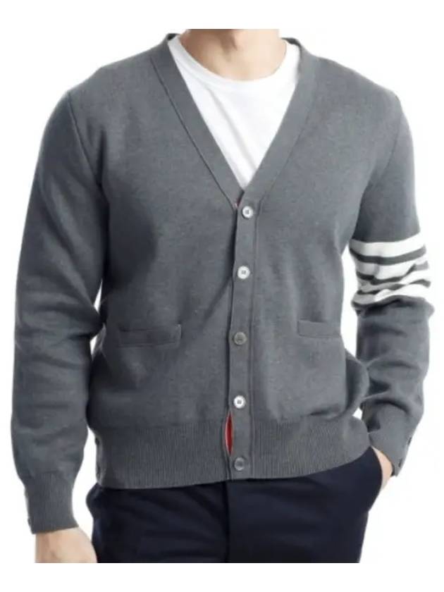 Milano Stitch 4-Bar Cardigan Medium Grey - THOM BROWNE - BALAAN 2