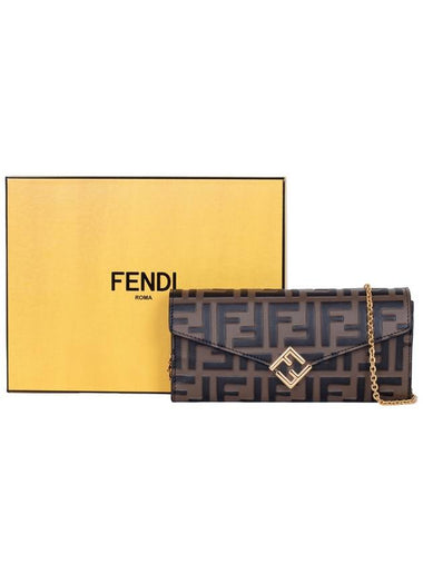 FF Diamond Chain Long Wallet 8M0365 ADYM DV704 Black Brown - FENDI - BALAAN 1