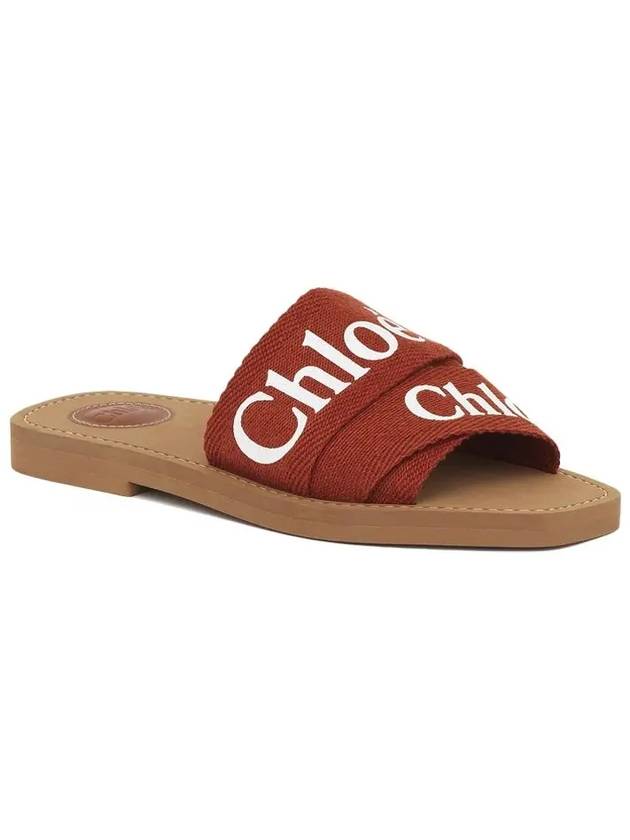 Woody Logo Flat Mule Slippers Terracotta Red - CHLOE - BALAAN 5