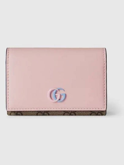 GG Marmont Card Case Pink Leather Ebony Supreme 790067AADQG5944 - GUCCI - BALAAN 2