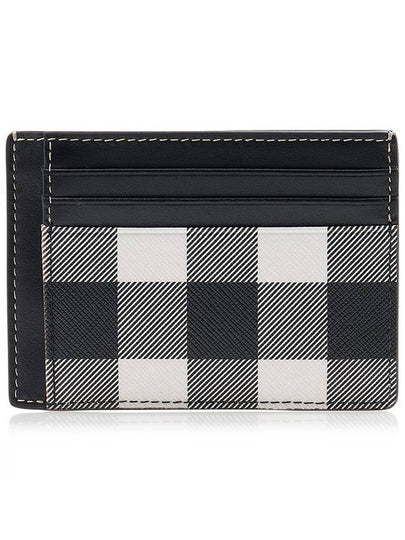 Checked Leather Money Clip Card Wallet Black - BURBERRY - BALAAN 2