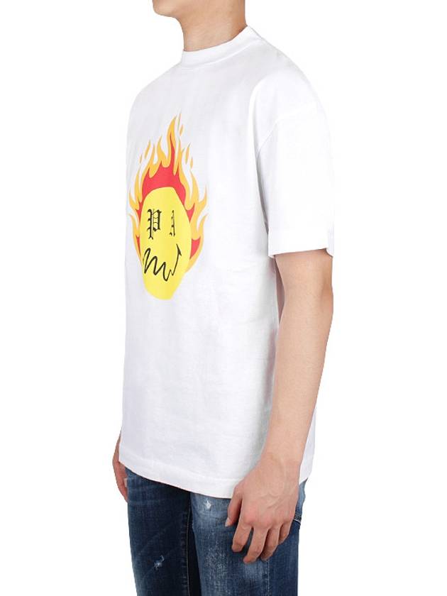 Burning Head Short Sleeve T-Shirt White - PALM ANGELS - 4