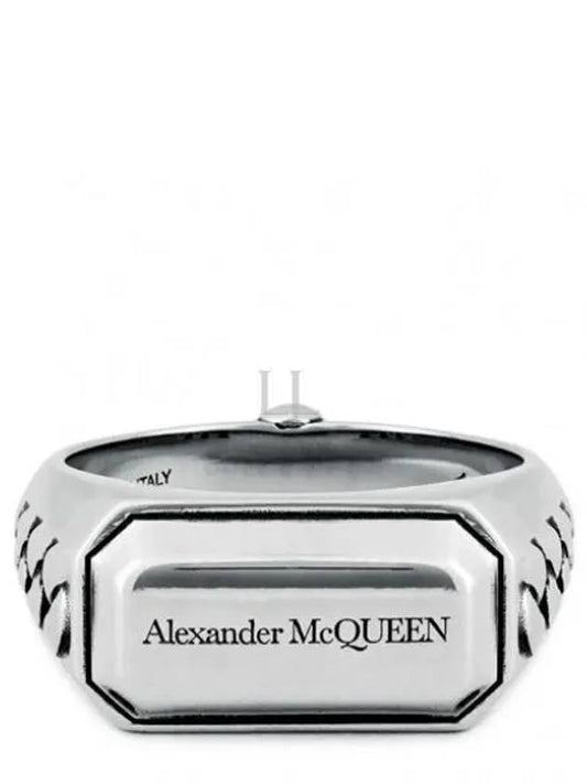 Signet Chain Ring Silver - ALEXANDER MCQUEEN - BALAAN 2