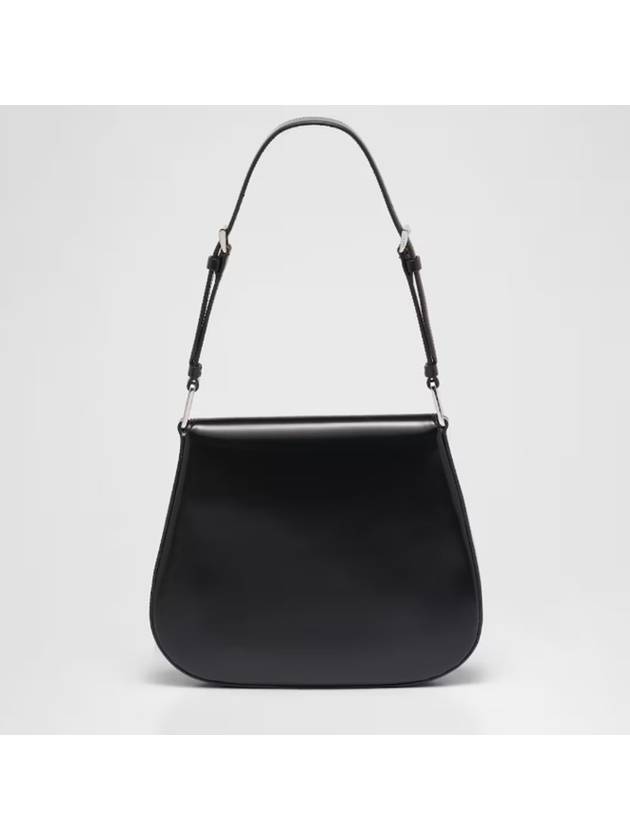 Flap Cleo Brushed Leather Shoulder Bag Black - PRADA - BALAAN 3