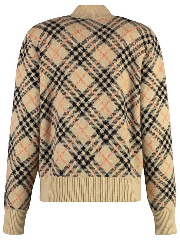 Check Knit Cashmere Bomber Jacket Sand - BURBERRY - BALAAN 3