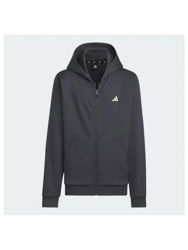 adidas KIDS Training Essentials AeroReady Logo Warm Loose Fit Full Zip Hoodie IK4642 - ADIDAS - BALAAN 1