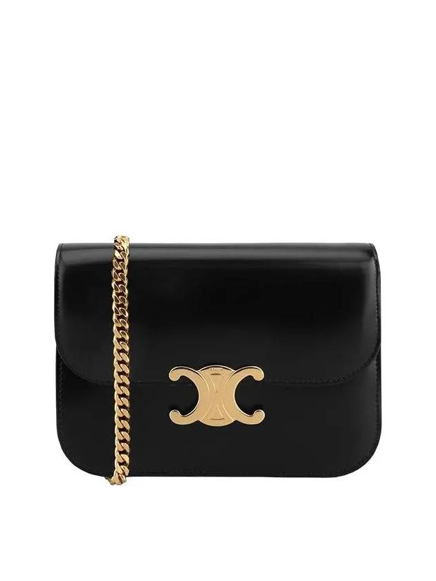 College Triomphe Shiny Calfskin Cross Bag Black - CELINE - BALAAN 2