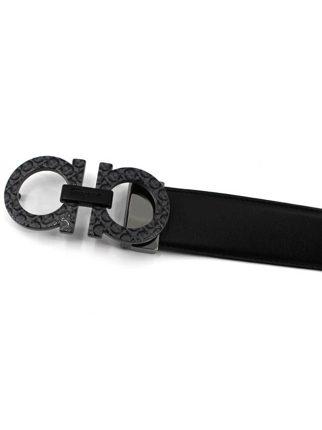 Salvatore Gancini leather belt black - SALVATORE FERRAGAMO - BALAAN.