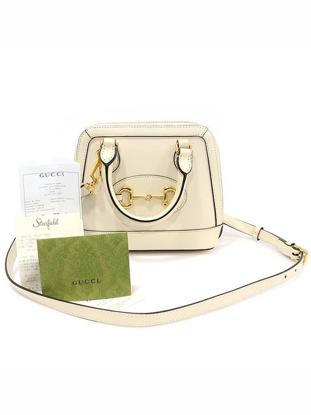 640716 White Leather Horsebit 1955 Mini Top Handle Bag 2WAY - GUCCI - BALAAN 2