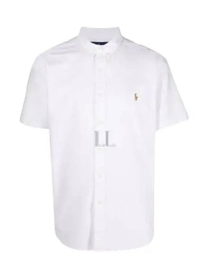 Embroidered Logo Oxford Short Sleeve Shirt White - POLO RALPH LAUREN - BALAAN 2