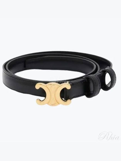 Triomphe Small Taurillon Leather Belt Black - CELINE - BALAAN 2