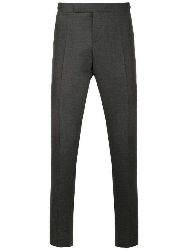 Low Rise Side Tab Wool Slacks Dark Grey - THOM BROWNE - BALAAN 2