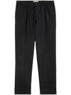 Virgin Wool Tapered Crop Pants Black - AMI - BALAAN 1