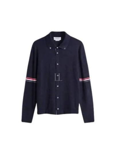 Merino Wool Armband Long Sleeve Shirt Navy - THOM BROWNE - BALAAN 2