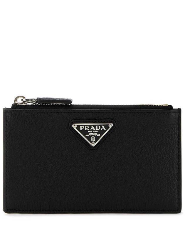 Zippered Leather Card Wallet Black - PRADA - BALAAN 2