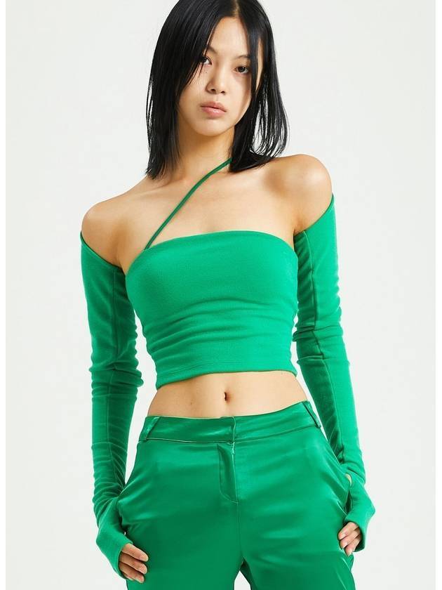 Women's Knitwear Bolero Cross Sleeveless Set Green - RAWMANTICS - BALAAN 1