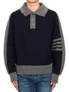 4-Bar Wool Polo Knit Top Navy Grey - THOM BROWNE - BALAAN 4