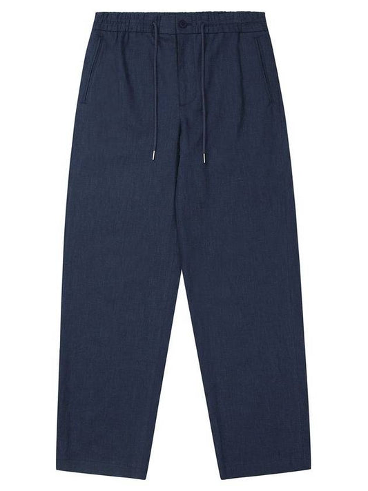 Linen string straight pants navy - SOLEW - BALAAN 2