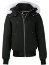 Men's Ballistic White Fur Bomber Jacket Black - MOOSE KNUCKLES - BALAAN.