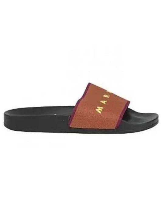 Logo Jacquard Rubber Slippers Brown - MARNI - BALAAN 2