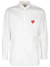 Men's Red Heart Long Sleeve Shirt White - COMME DES GARCONS - BALAAN 2