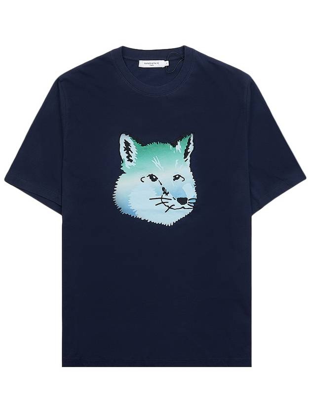 Vibrant Fox Head Easy Short Sleeve T-Shirt Navy - MAISON KITSUNE - BALAAN 2