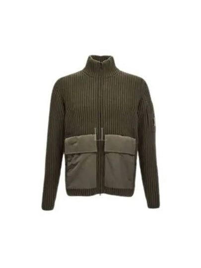 Lambswool Chrome Blend Zip-Up Cardigan Green - CP COMPANY - BALAAN 2