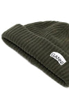 Logo Patch Knit Beanie Green - GANNI - BALAAN 3