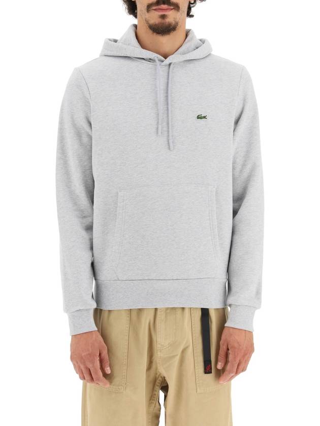 Logo Patch Organic Cotton Hoodie Grey - LACOSTE - BALAAN 3