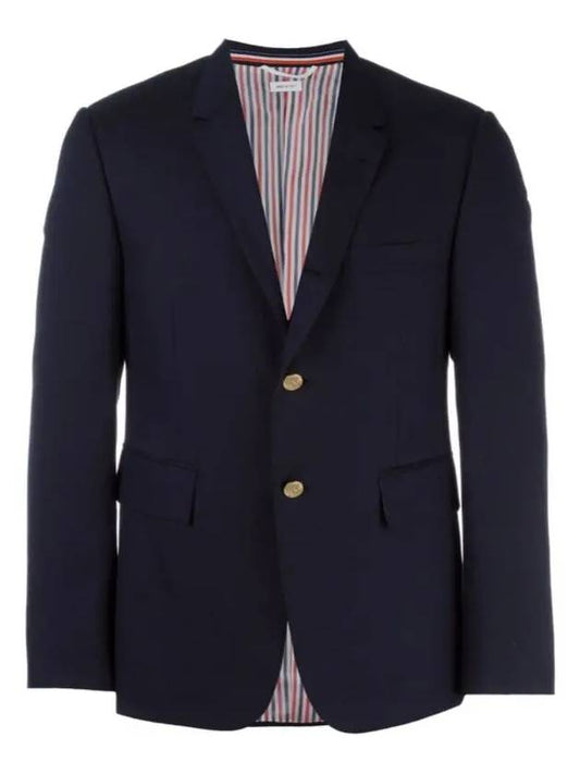 Super 120S Wool Twill Single Breasted Classic Jacket Navy - THOM BROWNE - BALAAN 2