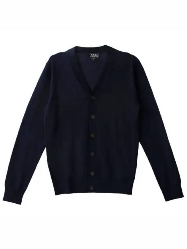 Joe Logo Embroidered Wool Cardigan Navy - A.P.C. - BALAAN 2