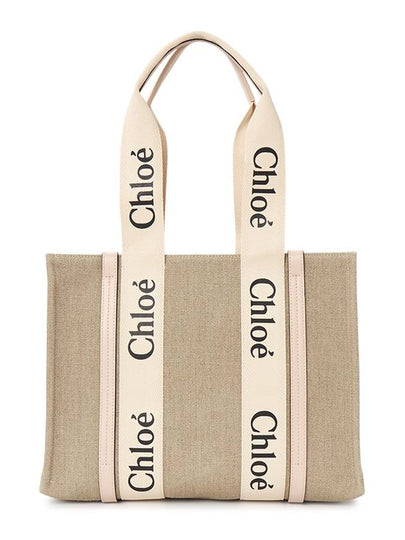 Woody Canvas Medium Tote Bag Cement Pink - CHLOE - BALAAN 2