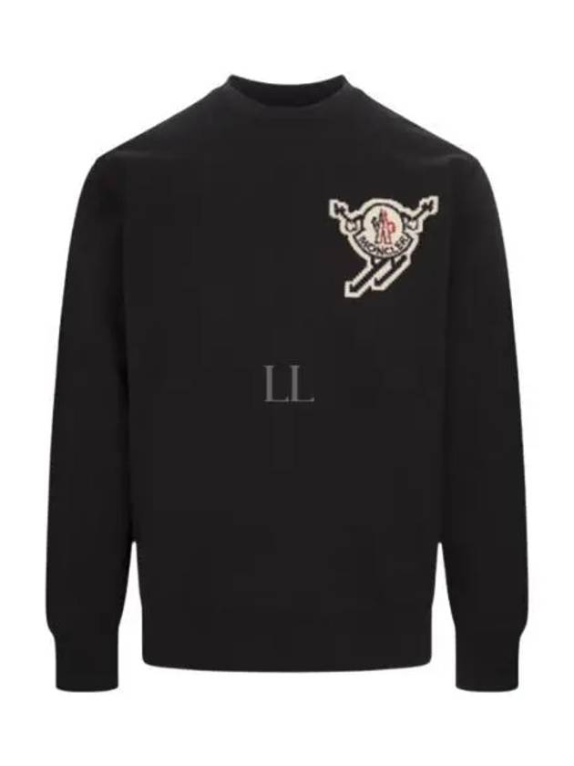 Ski Patch Sweatshirt Black - MONCLER - BALAAN 2