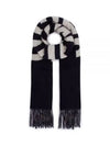 L'Echarpe Fringe Logo Virgin Wool Muffler Navy - JACQUEMUS - BALAAN.