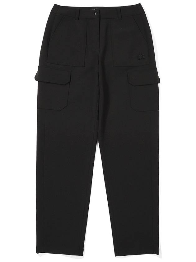 BRUSHED CARGO POCKET PANTS BLACK WOMAN - MALBON GOLF - BALAAN 1