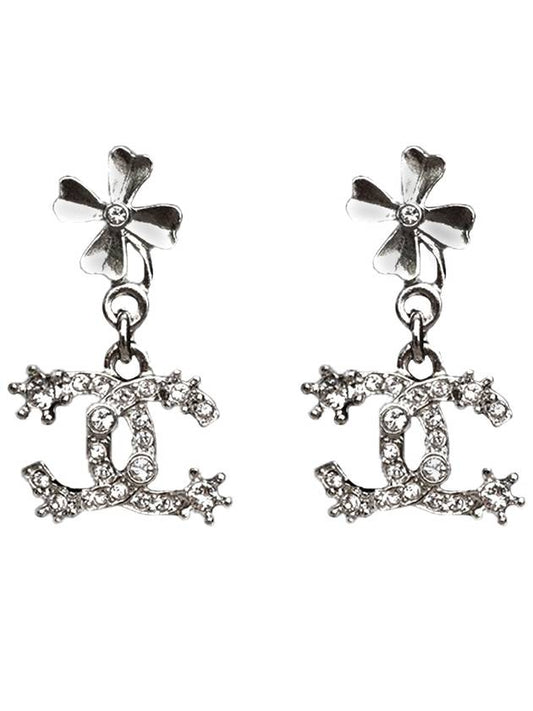 CC logo snowflake drop earrings silver - CHANEL - BALAAN 1