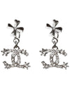 CC Logo Snowflake Drop Earrings Silver - CHANEL - BALAAN 3