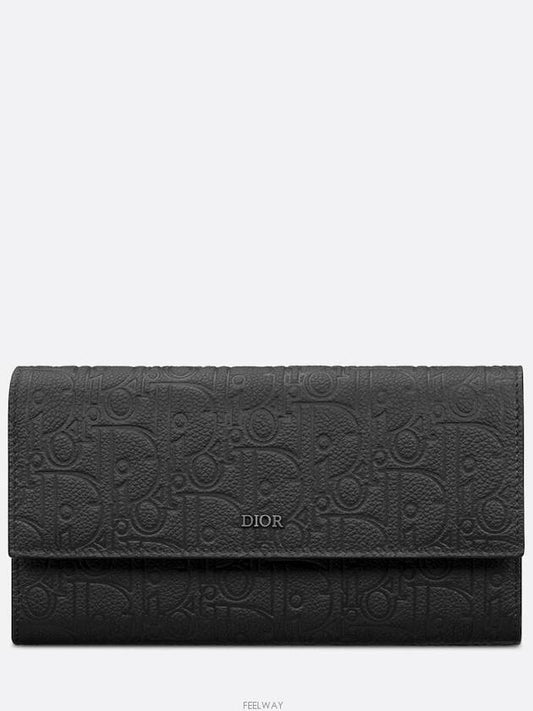 flap long wallet black Dior Gravity leather - DIOR - BALAAN 1