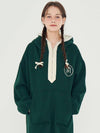 half zip-up fleece hooded dress green - METAPHER - BALAAN 4