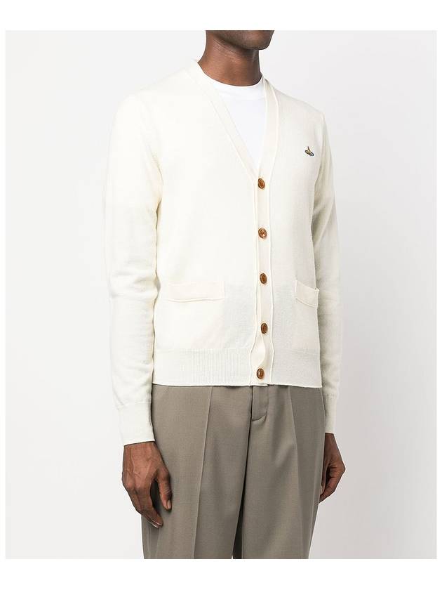 Embroided Logo Button Wool Cardigan Natural - VIVIENNE WESTWOOD - BALAAN 5